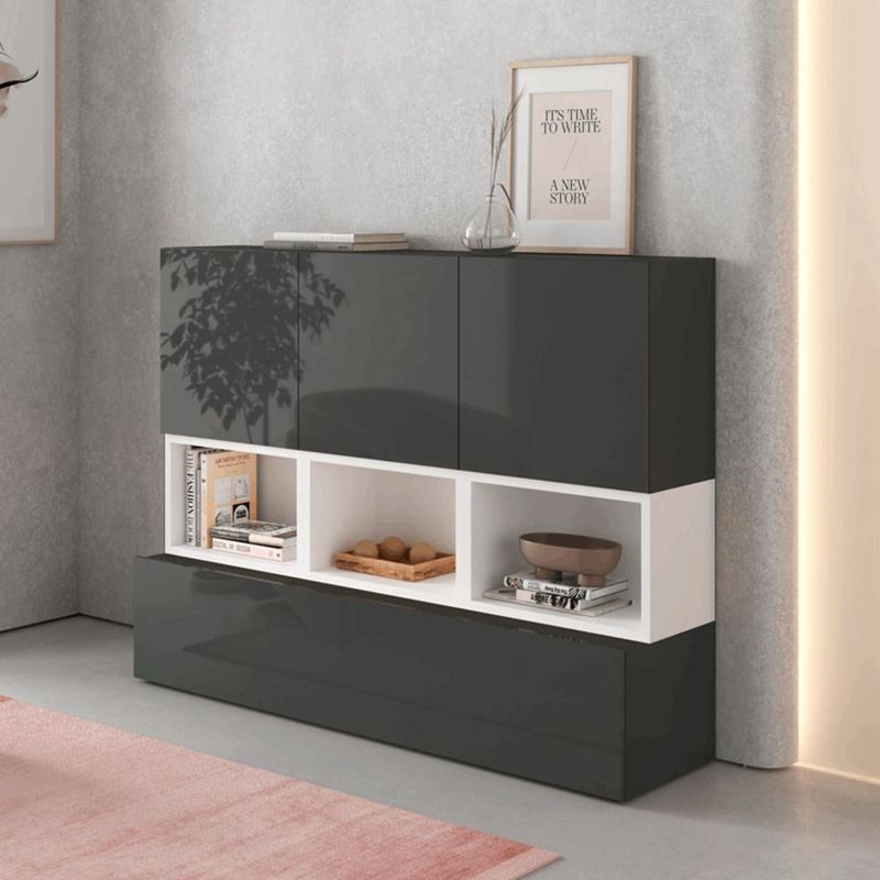 TU MESITA - Aparador Recibidor Moderno Charlie NegroBlanco TU MESITA 3Caj 1Pta