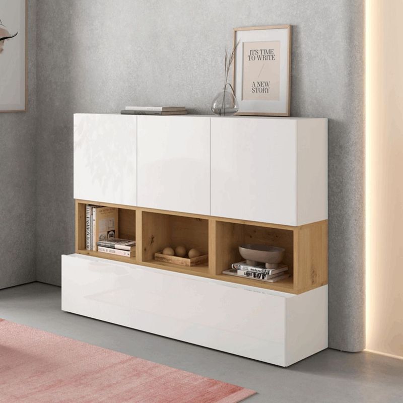 TU MESITA - Aparador Recibidor Moderno Charlie BlancoMarrón TU MESITA 3caj 1pta