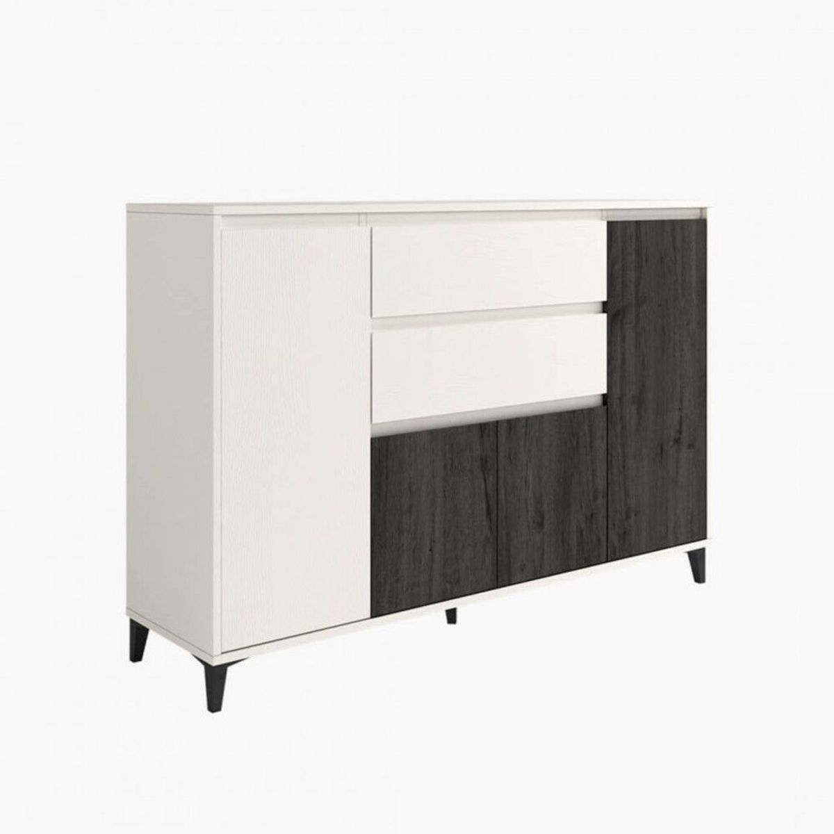 TU MESITA - Aparador Funcional Salvador 4 puertas 2 cajones TU MESITA color BlancoNegro