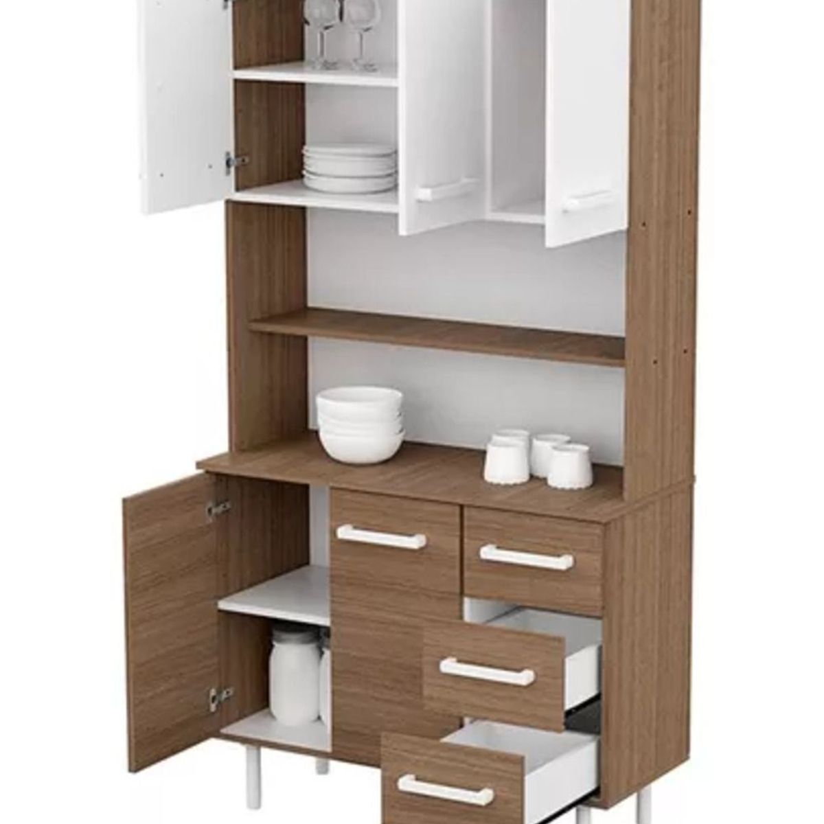 TU MESITA - Aparador con Estanteria para vajilla Markan color BlancoMarrón TU MESITA