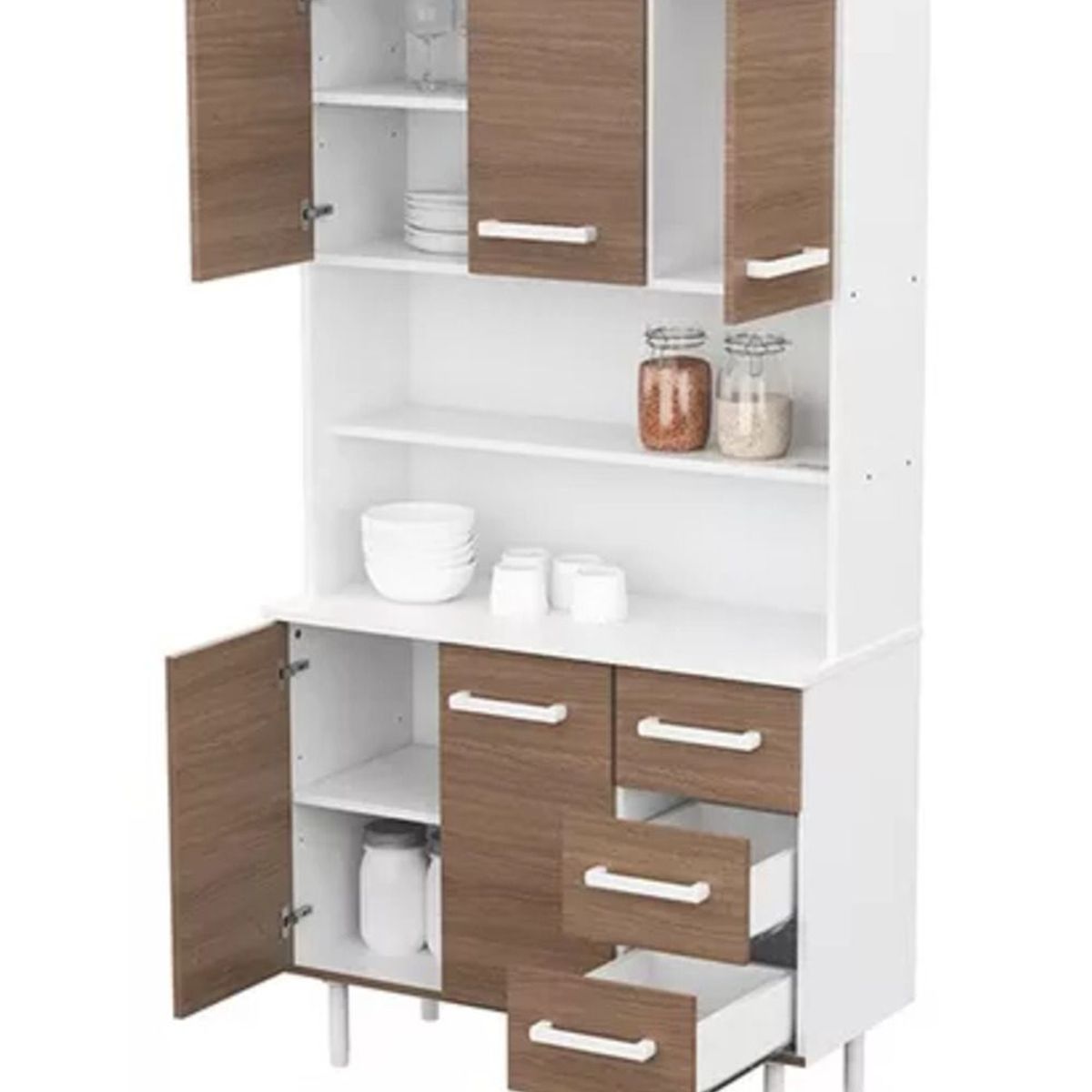 TU MESITA - Aparador con Estanteria para vajilla Markan color BlancoMarrón TU MESITA