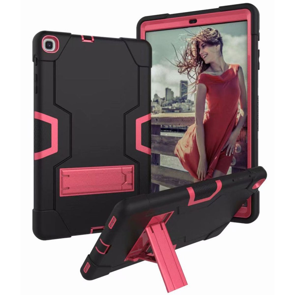 GENERICO - Funda para Samsung Tab A 8 Armor Híbrida Resistente Fucsia Resistente