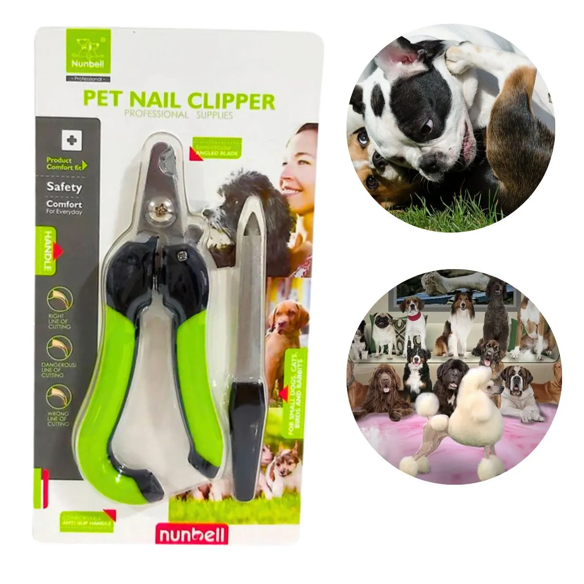 GENERICO - Alicate Cortauñas Perros-Mascotas NUNBELL Circular Verde