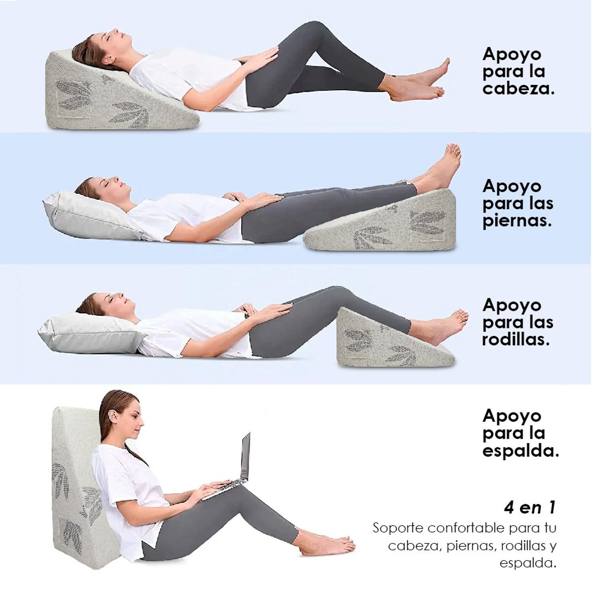 TERAFLEX - ALMOHADA COJIN ANTIREFLUJO CON GEL MEMORY FOAM ALOE VERA 64x60x30 CM