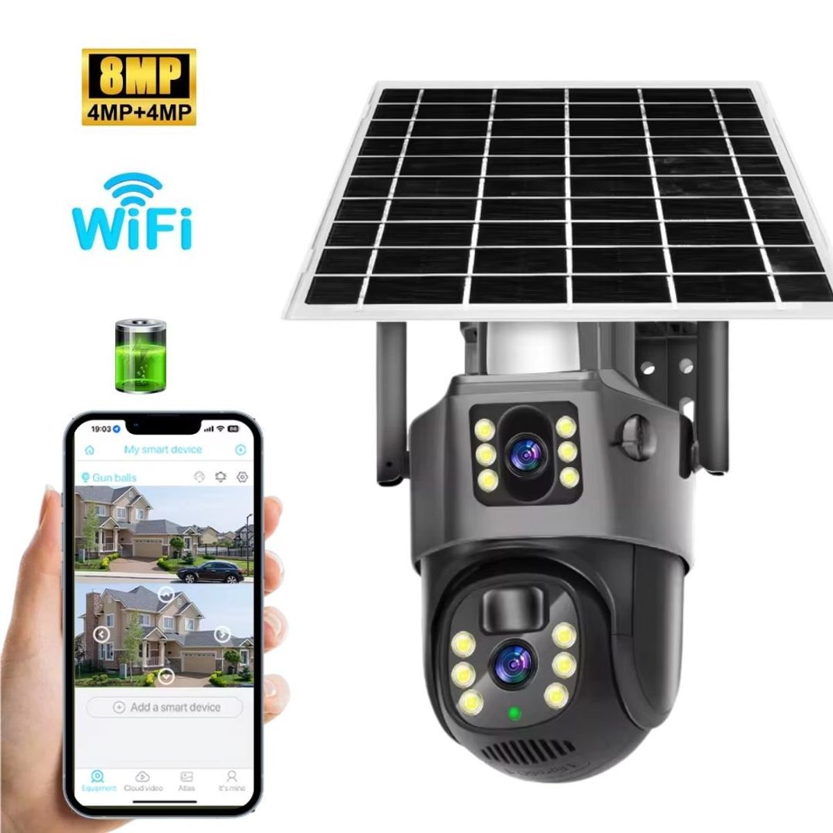 SEISA - CAMARA VIGILANCIA SEGURIDAD PTZ DOMO DUAL PANEL SOLAR