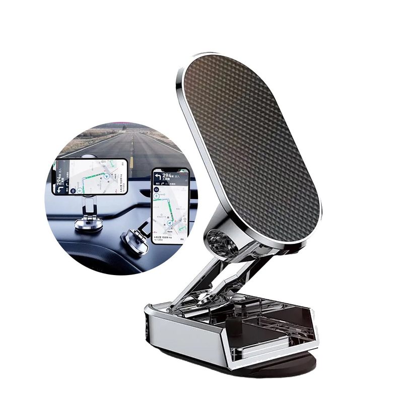 GENERICO - Soporte Celular Magnético (holder) 360 Gris desplegable