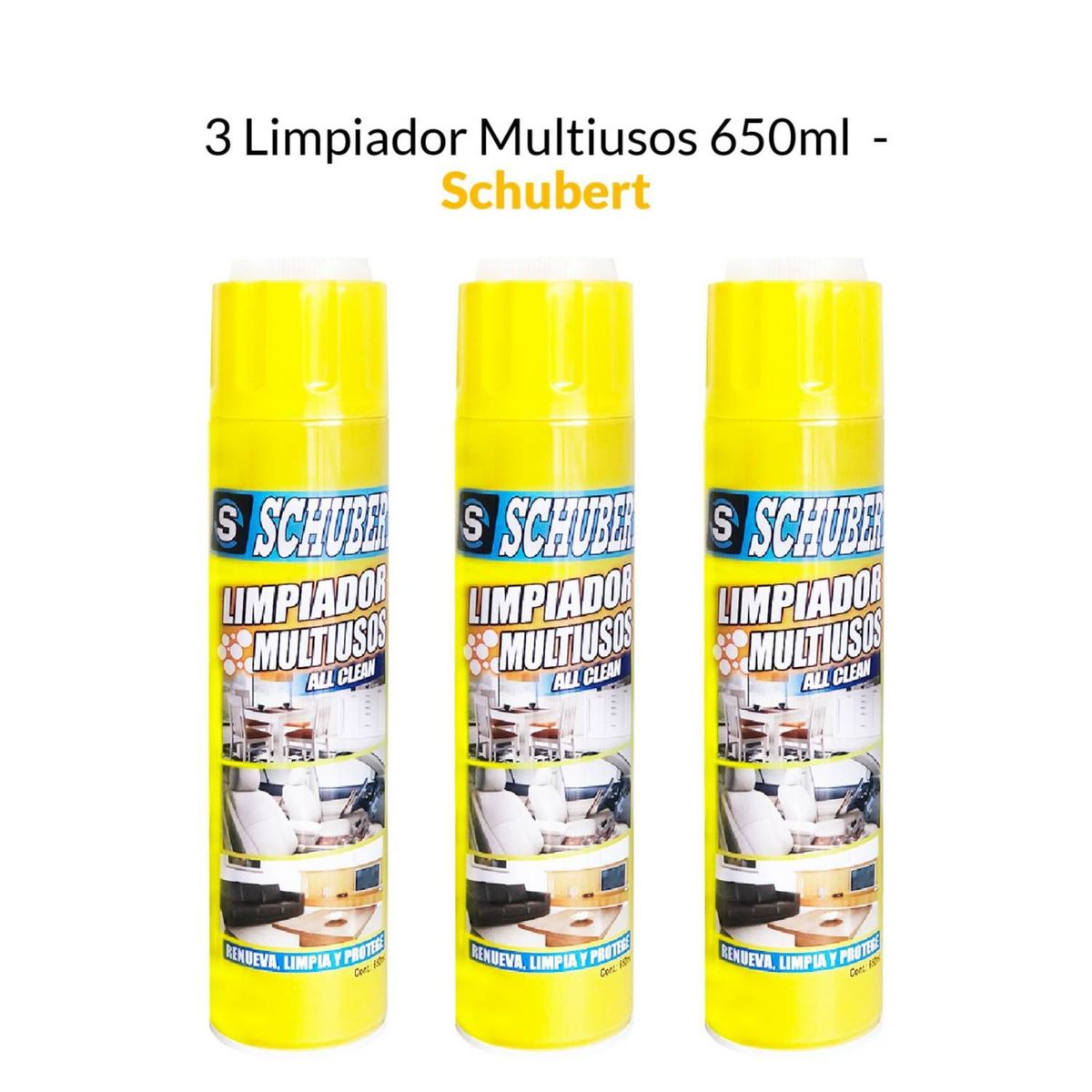 GENERICO - PACK X3 Espuma Limpiador Multiusos All Clean 650 ml Schubert