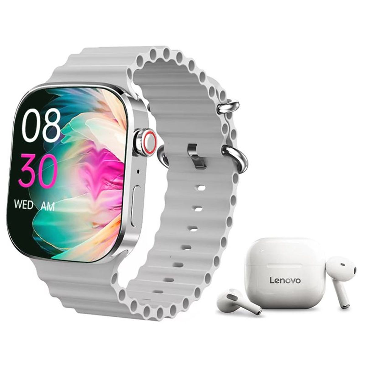 LENOVO - Audífonos Bluetooth Lenovo LP40-Blanco y Smartwatch I9 Pro-W 2¸3inch