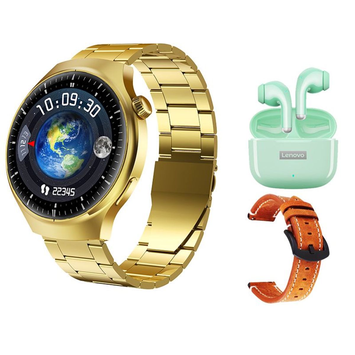 LENOVO - Lenovo LP40 Pro De Audífonos-Verde y Toumi GT-A-G Reloj inteligente