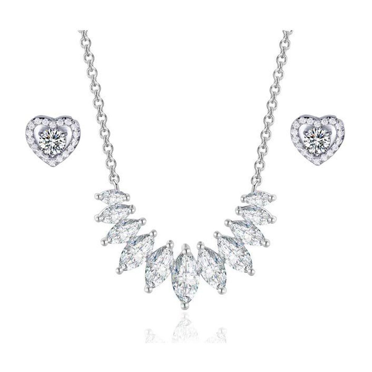 LA TIENDA 88 JOYAS Y ACCESORIOS - La Tienda 88 - Set Collar y Aretes Mujer Bañado Oro de 18k - Blanco