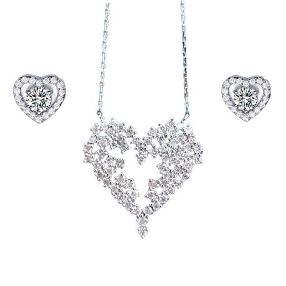 LA TIENDA 88 JOYAS Y ACCESORIOS - La Tienda 88 - Set Collar y Aretes Mujer Bañado Oro de 18k - Blanco