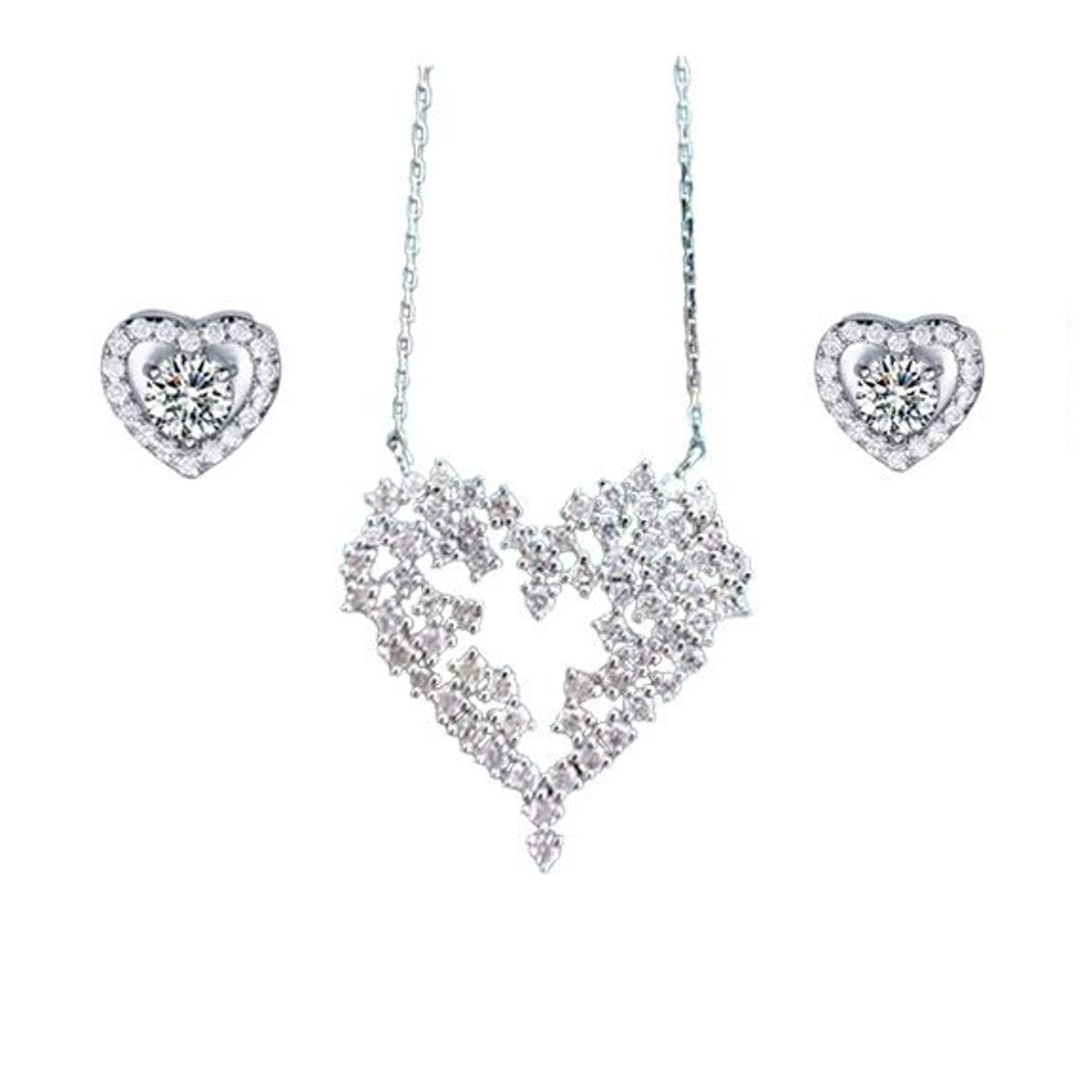 LA TIENDA 88 JOYAS Y ACCESORIOS - La Tienda 88 - Set Collar y Aretes Mujer Bañado Oro de 18k - Blanco