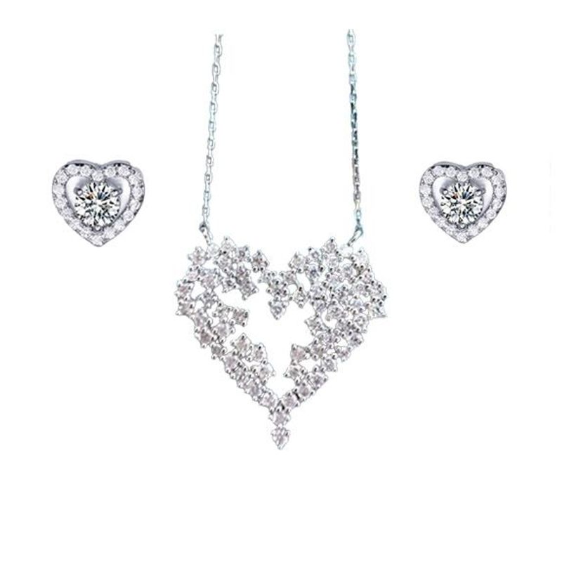 LA TIENDA 88 JOYAS Y ACCESORIOS - La Tienda 88 - Set Collar y Aretes Mujer Bañado Oro de 18k - Blanco