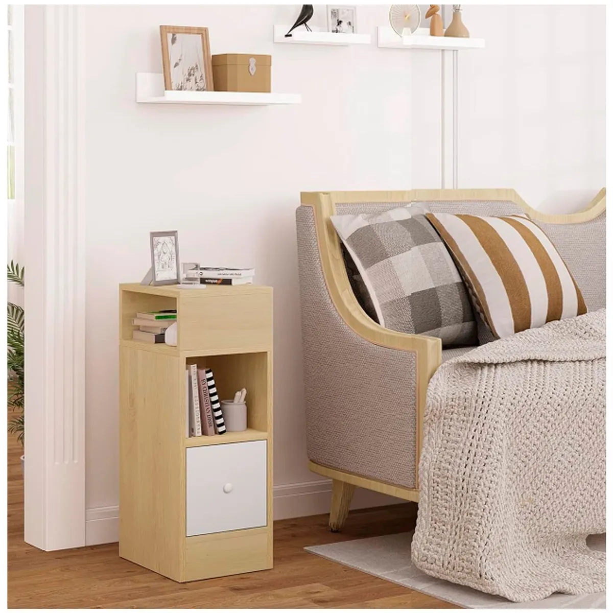 VENTITAS HOME - Mesa de Noche Tracy Ventitas Home Rovere y Blanco