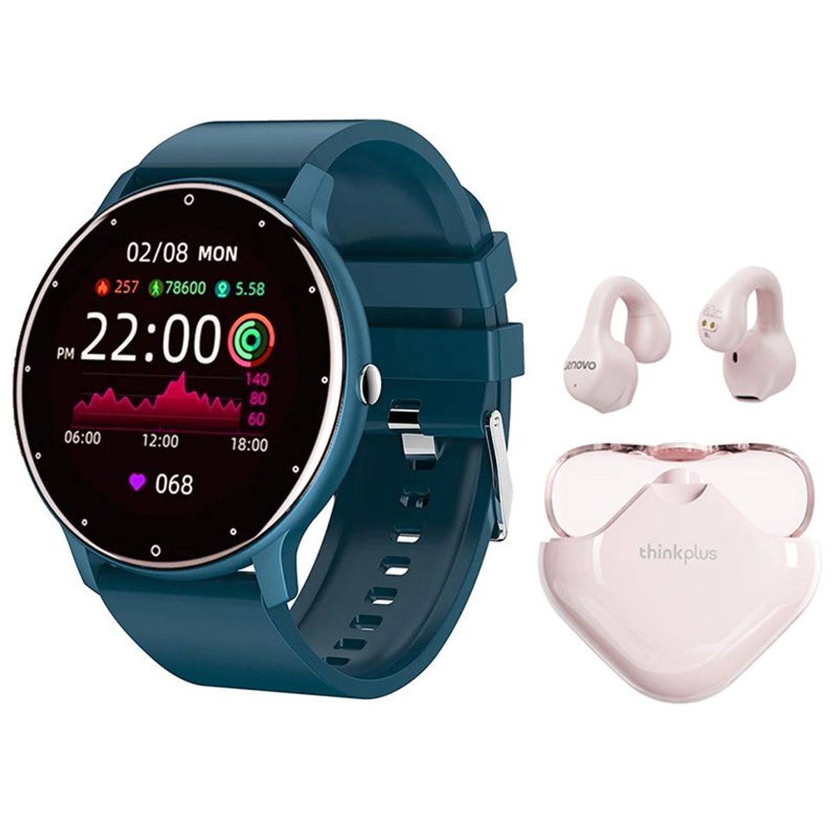 LENOVO - Audífonos Lenovo XT61-Rosa y Toumi Fit 2-B watch Reloj inteligente