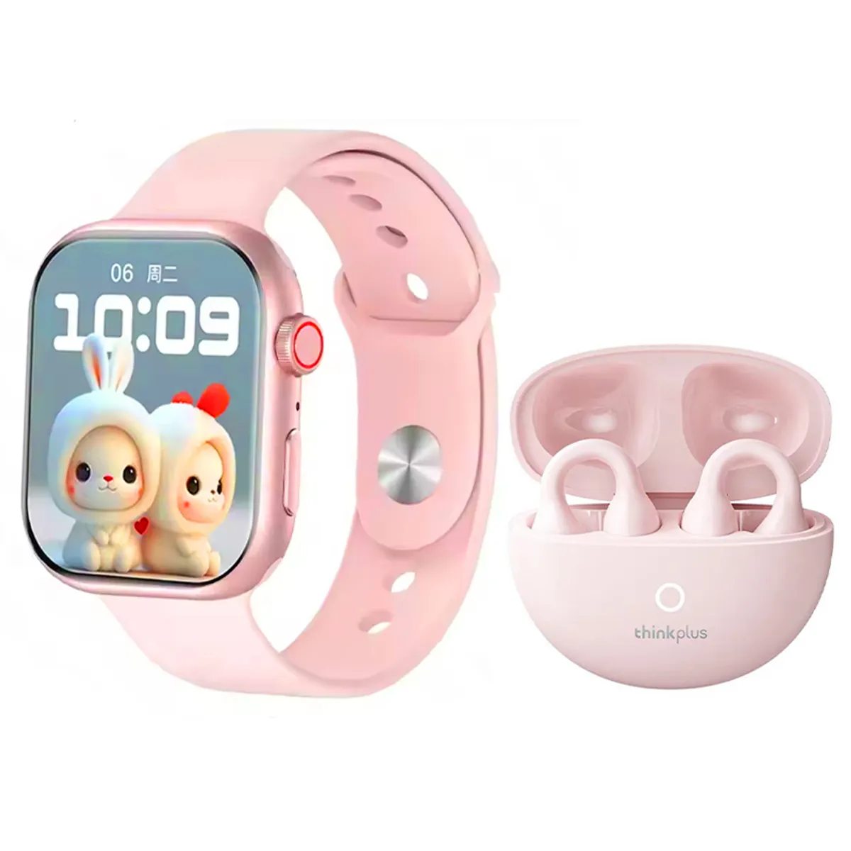 LENOVO - Lenovo LP25 Audífonos tws Bluetooth y S10 reloj inteligente-Rosa