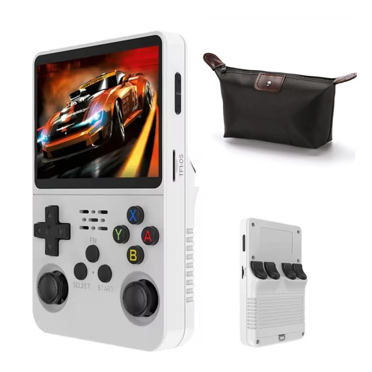 OVOTOUMI - Consola Portatil Retro Game R36S 64GB Blanco y Estuche