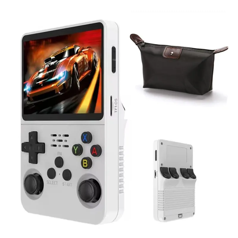 OVOTOUMI - Consola Portatil Retro Game R36S 64GB Blanco y Estuche