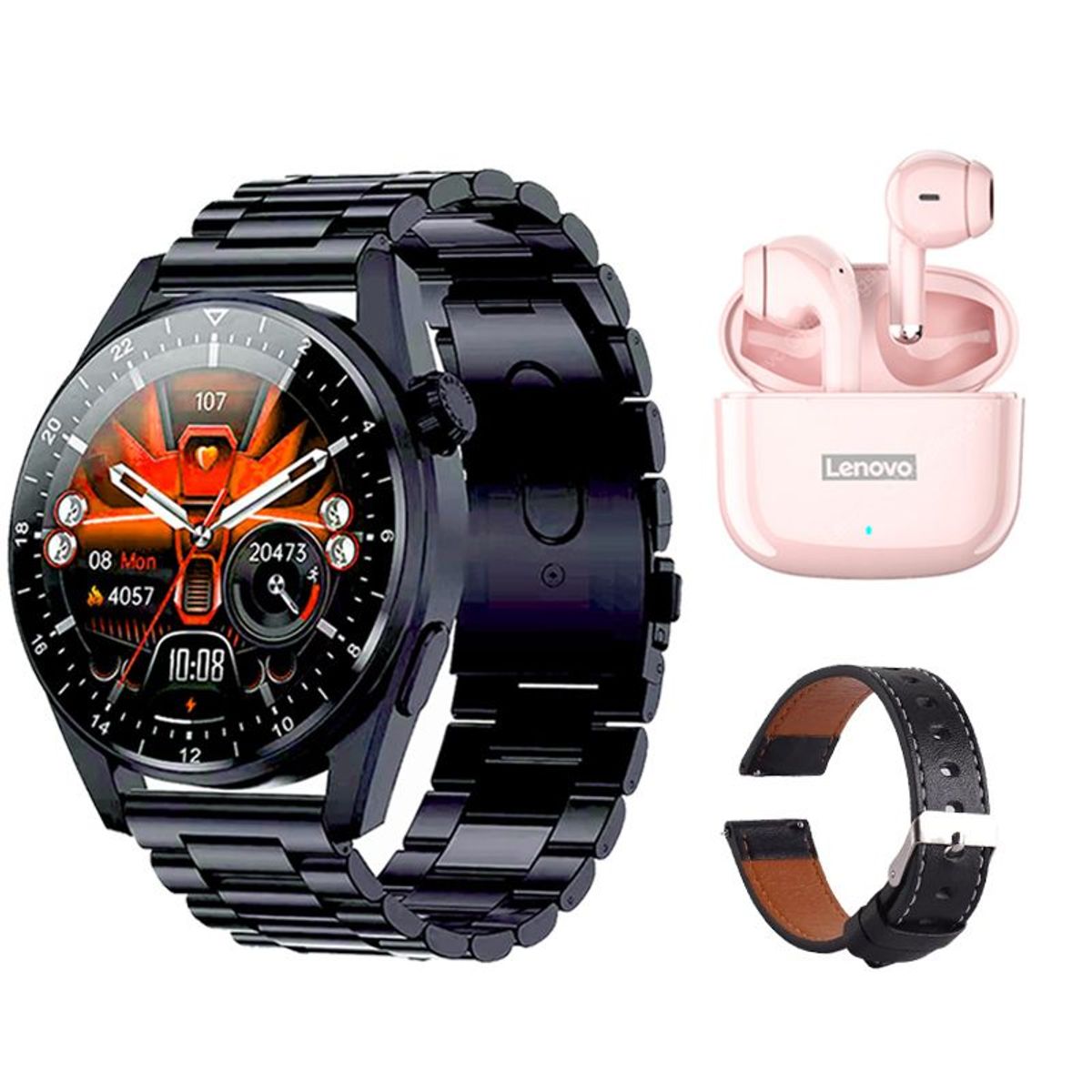 LENOVO - Lenovo LP40 Pro De Audífonos-Rosa y Toumi GT-A-B Reloj inteligente