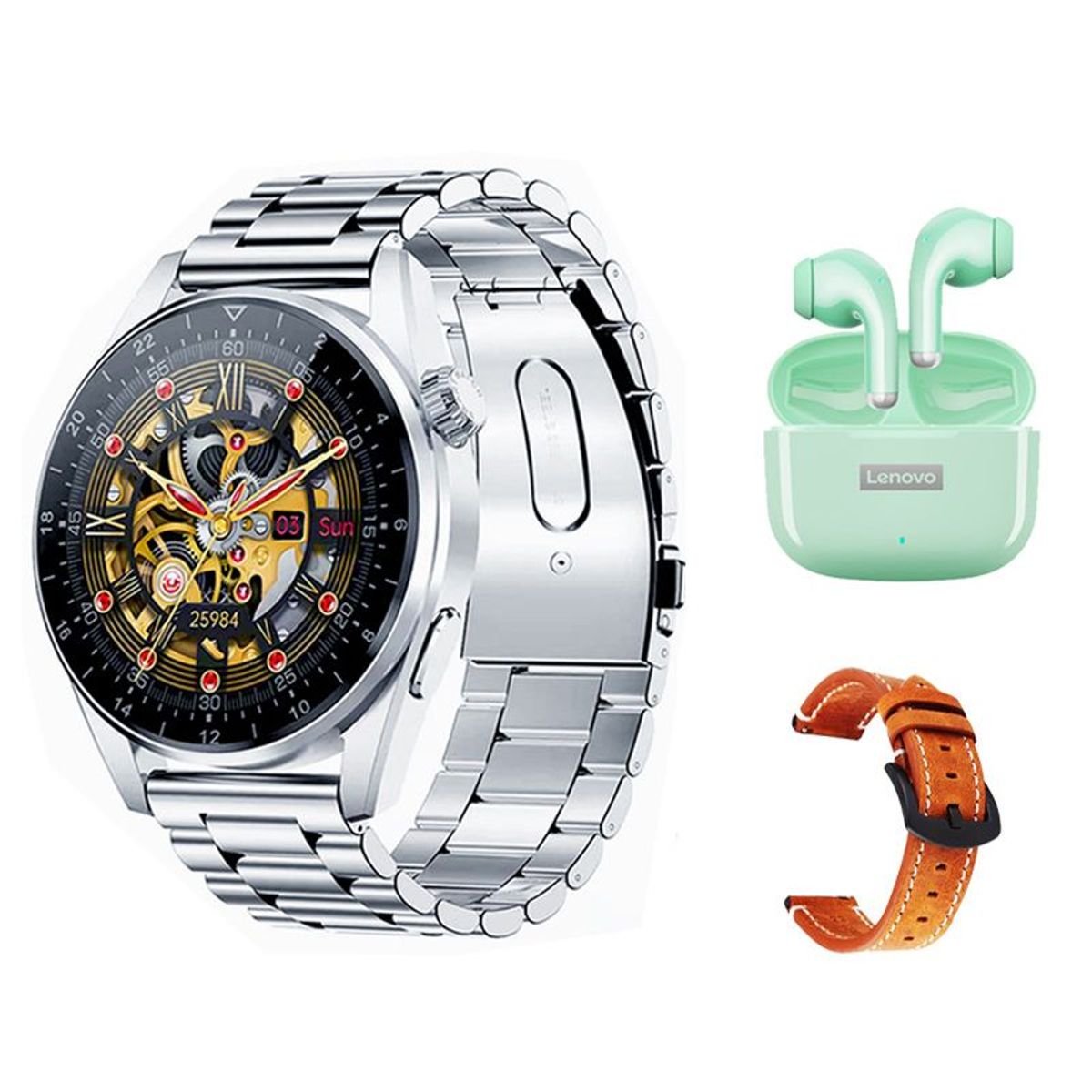 LENOVO - Lenovo LP40 Pro De Audífonos-Verde y Toumi GT-A-W Reloj inteligente