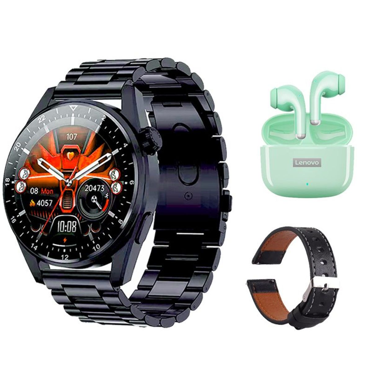 LENOVO - Lenovo LP40 Pro De Audífonos-Verde y Toumi GT-A-W Reloj inteligente