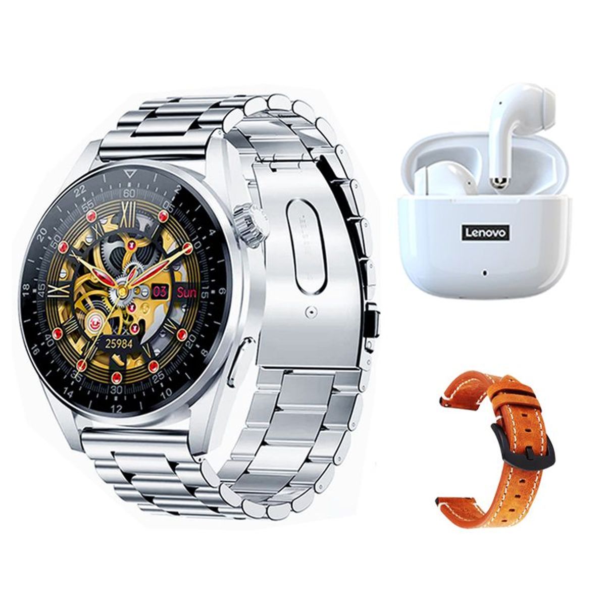 LENOVO - Lenovo LP40 Pro De Audífonos-Blanco y Toumi GT-A-W Reloj inteligente