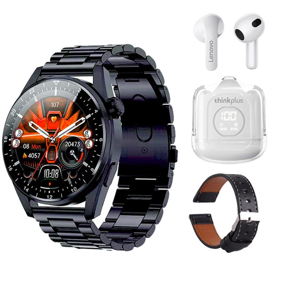 LENOVO - Lenovo XT65 De Audífonos-Blanco y Toumi GT-A-B Reloj inteligente