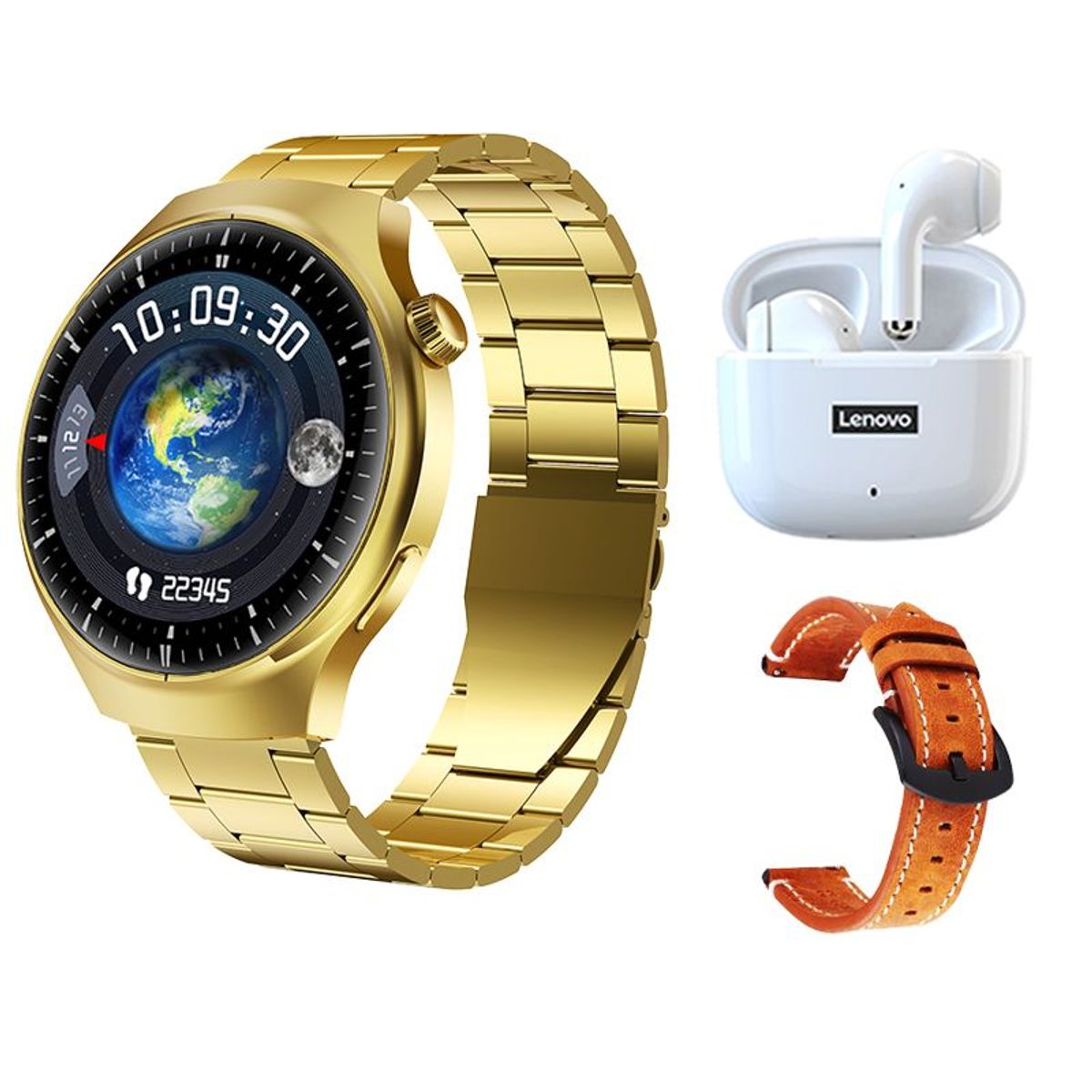 LENOVO - Lenovo LP40 Pro De Audífonos-Blanco y Toumi GT-A-G Reloj inteligente