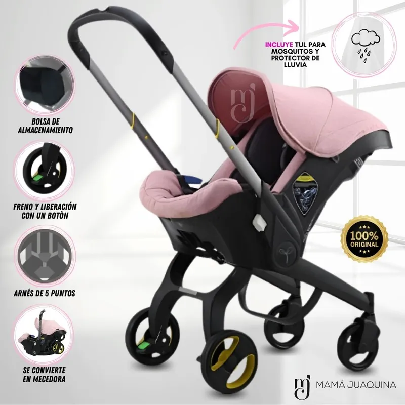 DOUX BEBE - Coche Carriola 3 en 1 «DUNKIN» Edición Limitada Pink