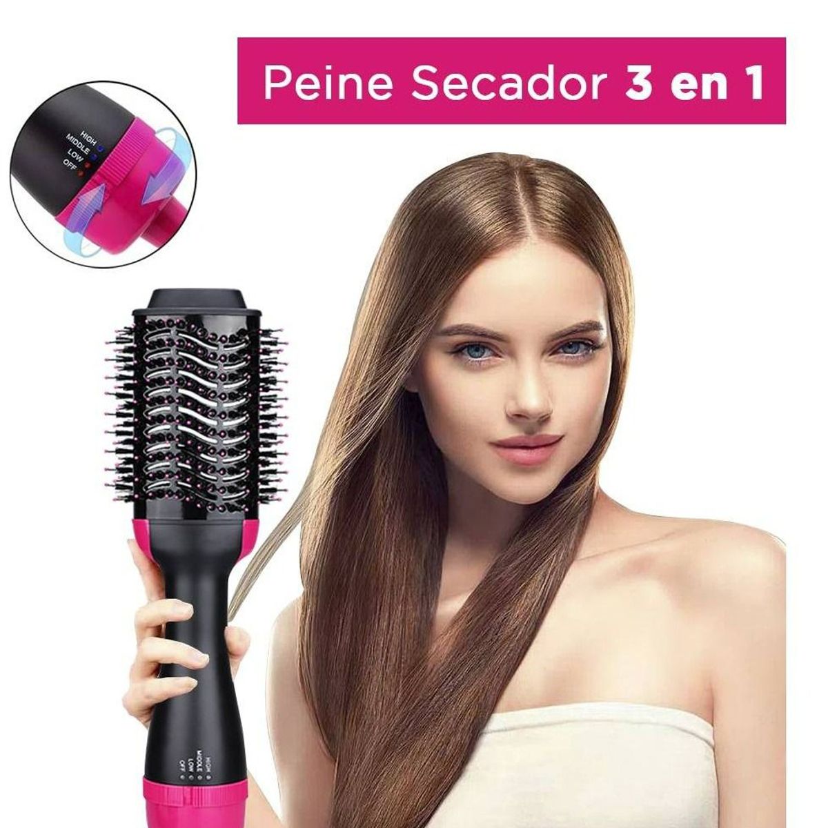 GENERICO - Peine Secador 3 en 1 - Secador de Cabello y Alisa Anti Frizz