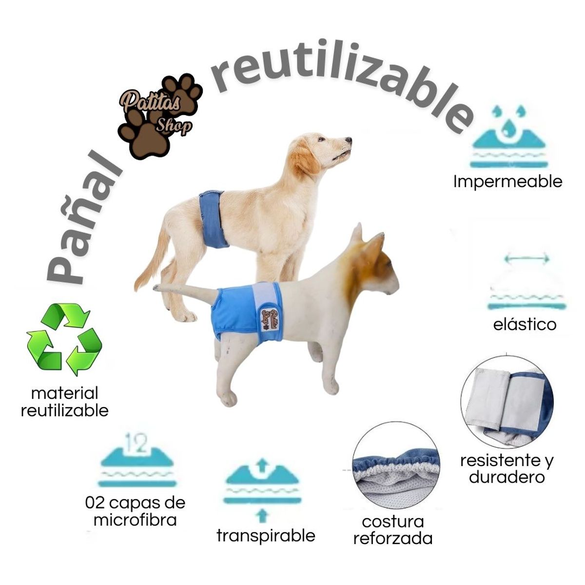 GENERICO - Pañal de Celo Reutilizable Ecológico Para Hembra XS