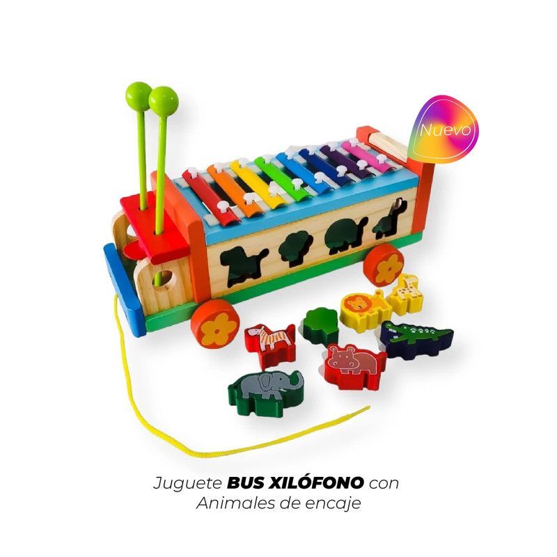 GENERICO - Juguete Bus Xilófono con Animales de encaje