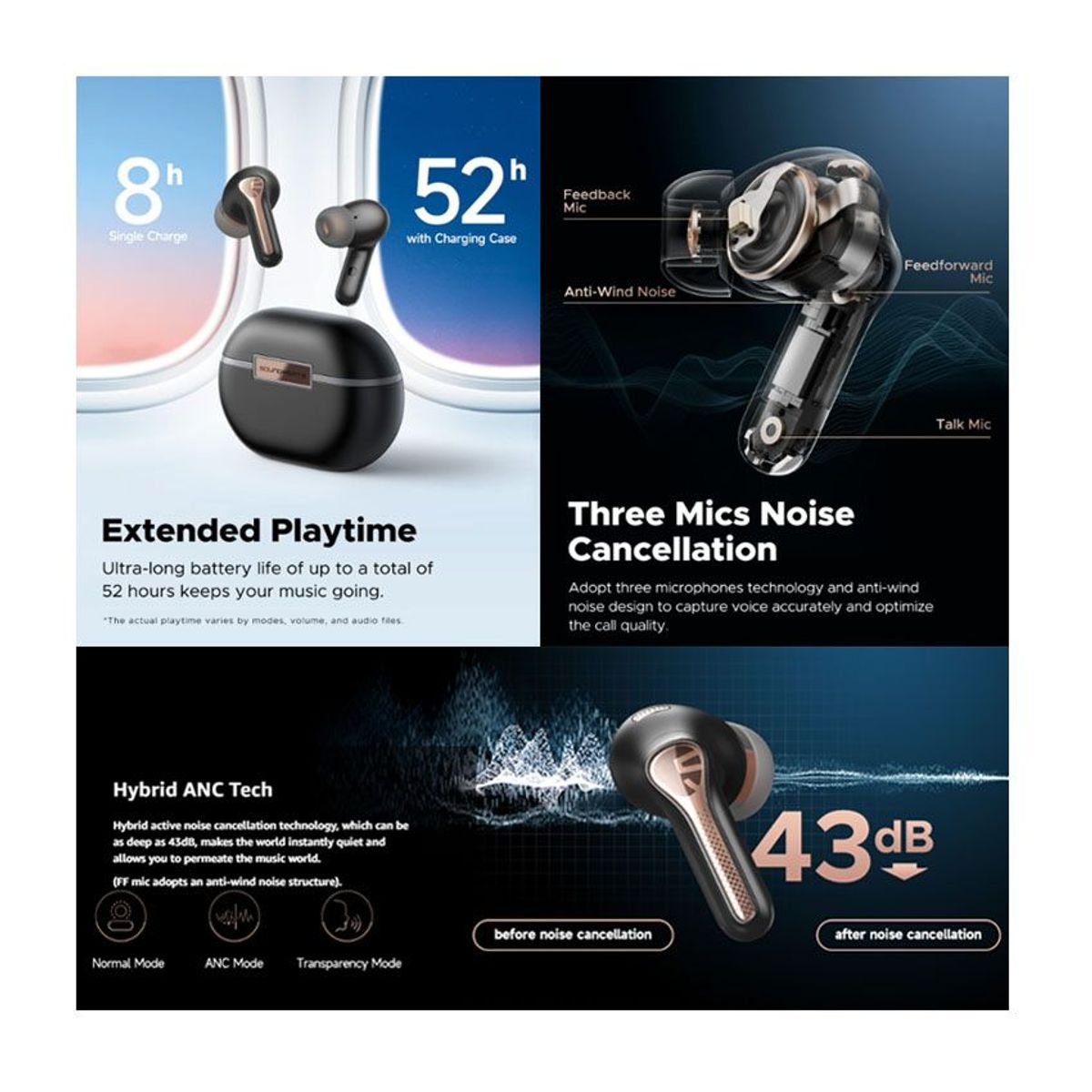 SOUNDPEATS - Audifonos SoundPEATS Capsule3 Pro TWS con ANC con LDAC