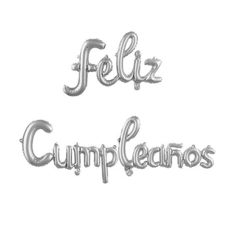 GENERICO - Globo de Letras Feliz Cumpleaños Plateado 2 Partes
