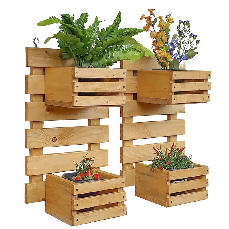 MOVENDA - Macetero Doble de Madera Carmin Movenda