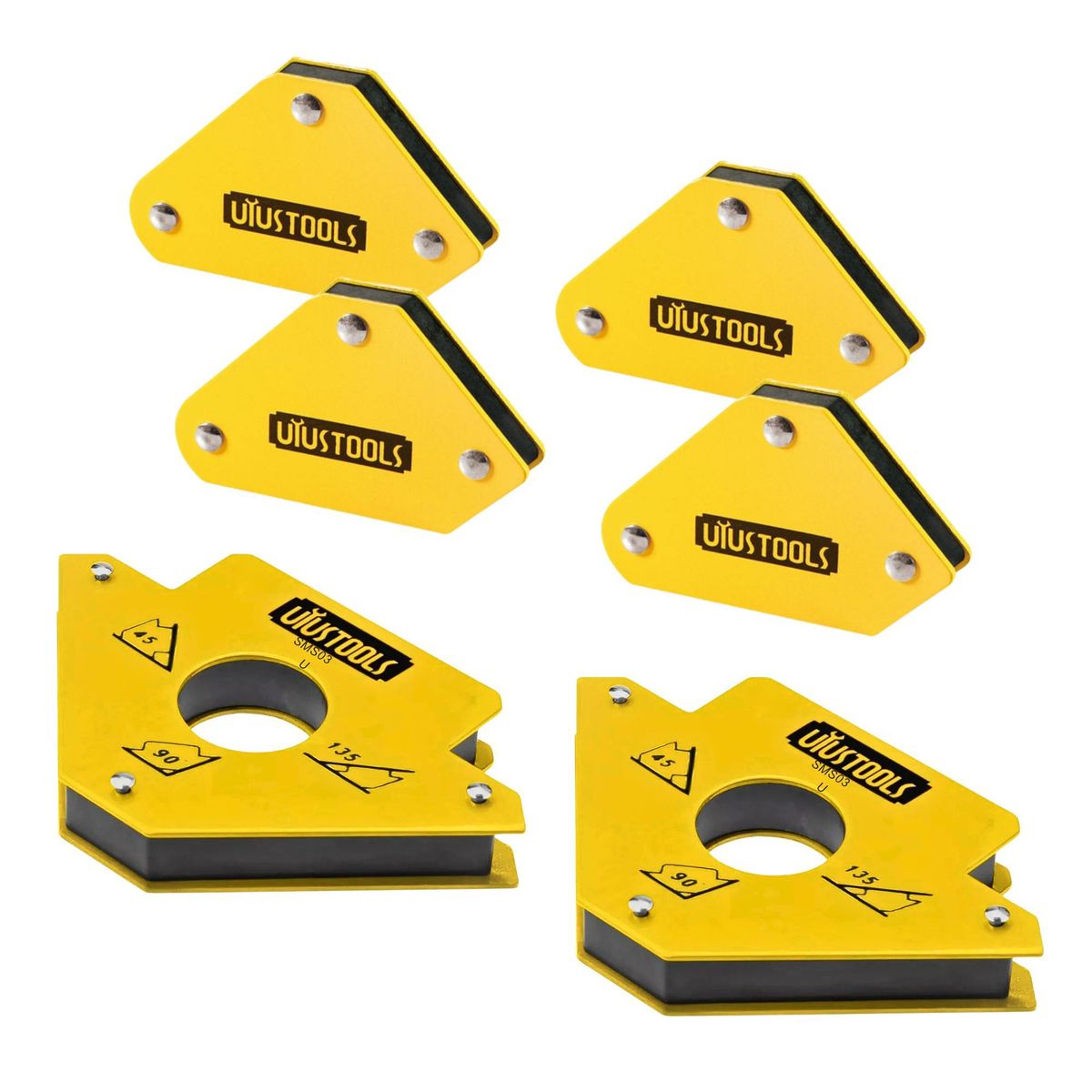 UYUSTOOLS - Combo Escuadra magnética para soldar 9Lb y 25Lb 6 piezas - UYUSTOOLS