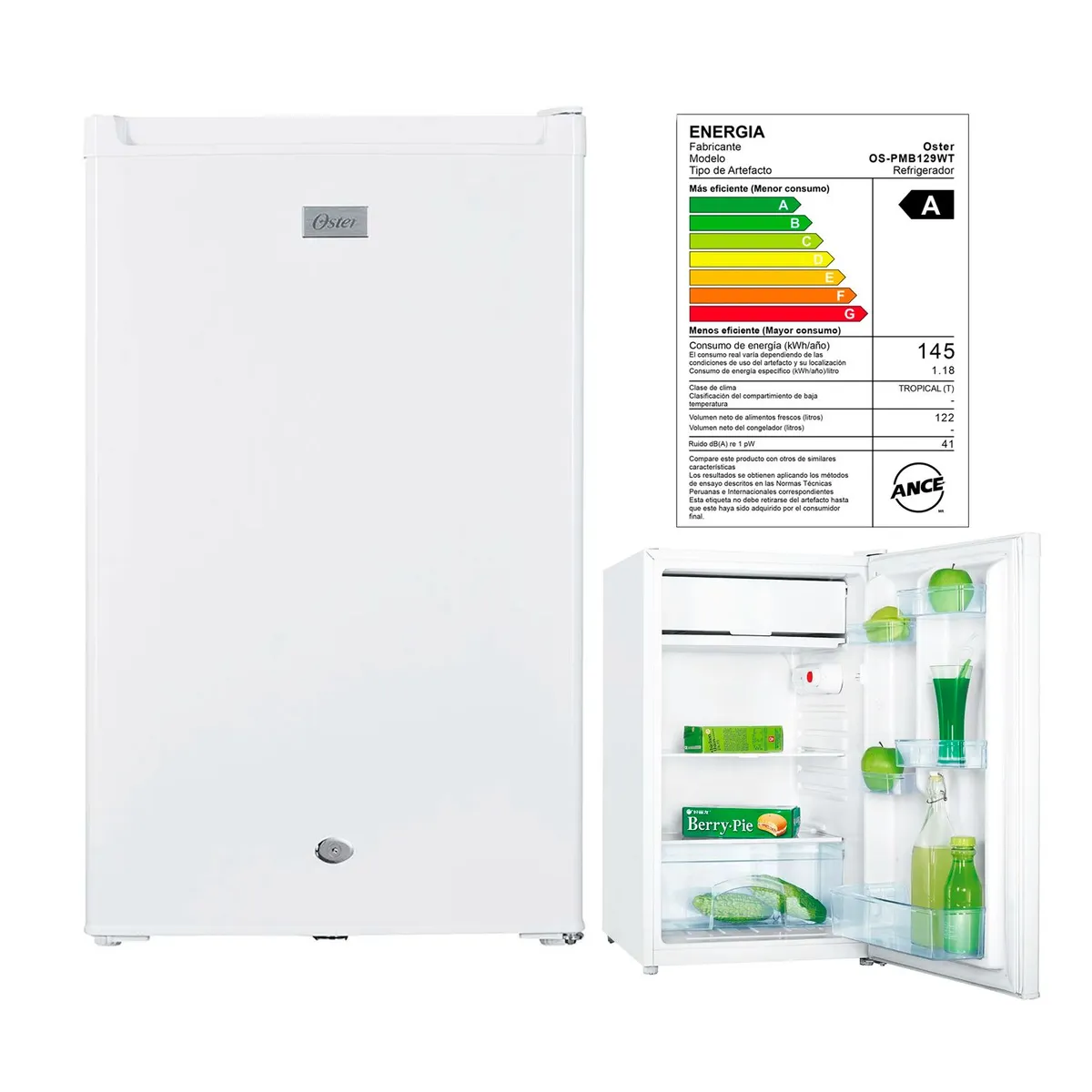 OSTER - Frigobar Oster 122 Litros OS-PMB129WT Blanco