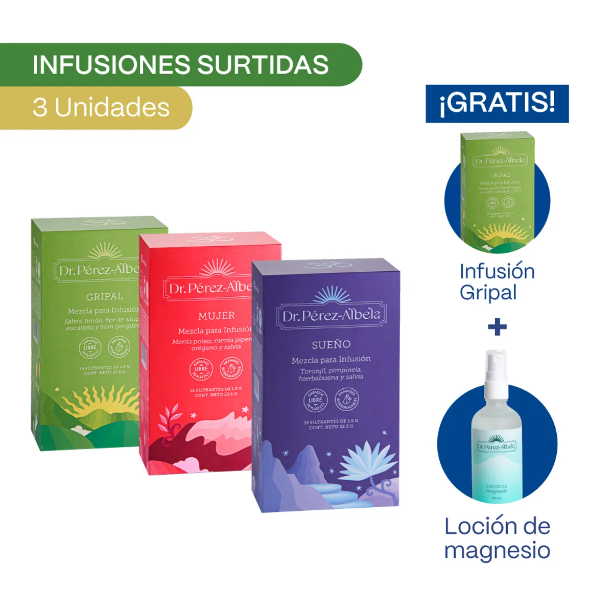 DR PEREZ ALBELA - TRIPACK: INFUSIÓN SUEÑO, MUJER Y GRIPAL - CAJA X 15 UND