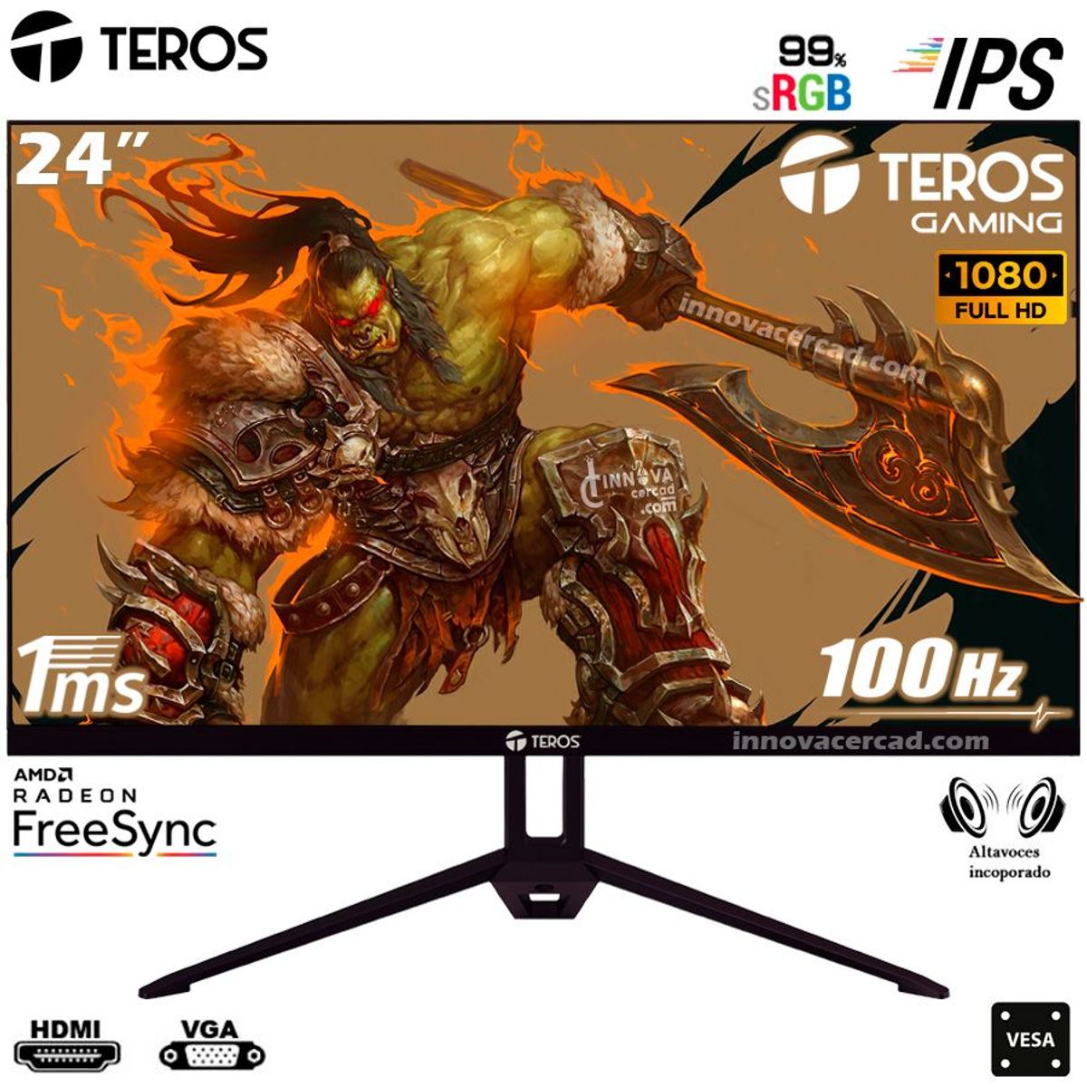 TEROS - Monitor Teros TE-2412S 24 IPS Full HD 100HZ 1MS FreeSync SPEAKER