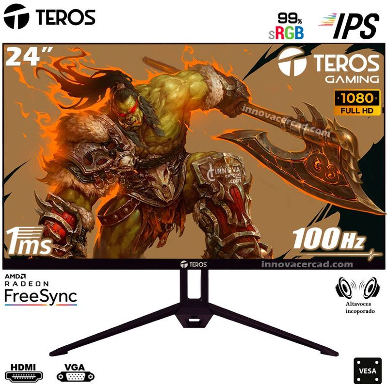 TEROS - Monitor Teros TE-2412S 24 IPS Full HD 100HZ 1MS FreeSync SPEAKER