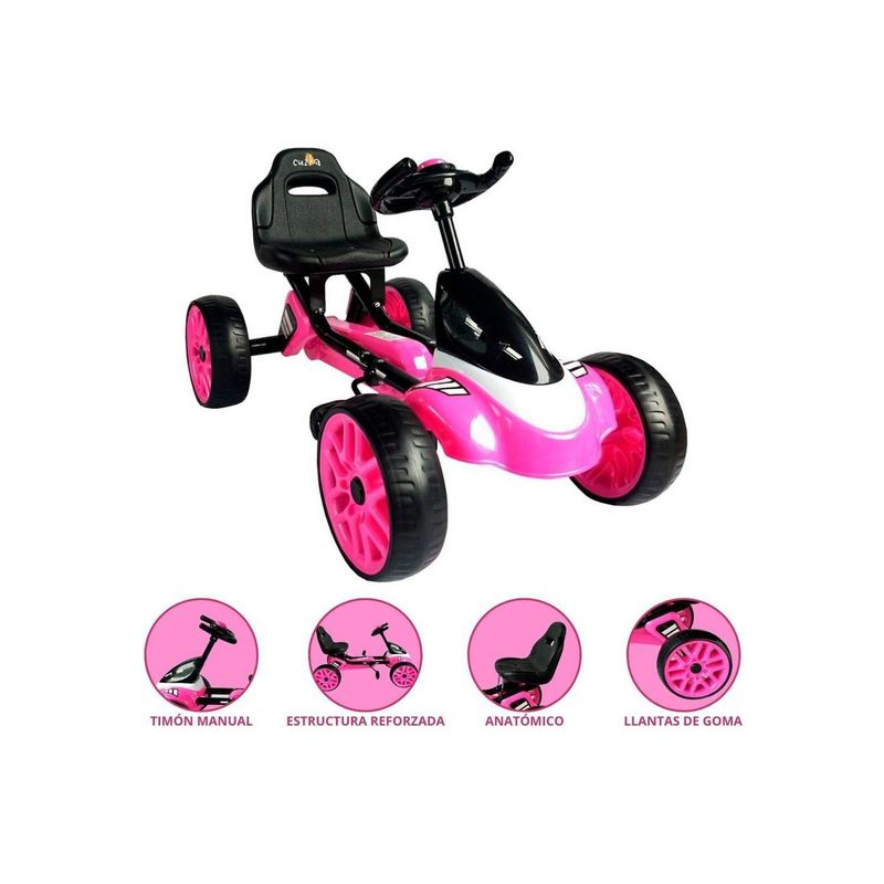 BABY KITS - BABY KITS CARRO A PEDAL GO KART CORSA ROSADO
