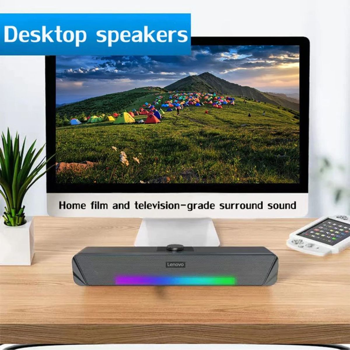 LENOVO - Soundbar Lenovo TS33 Bluetooth 5.0 RGB Speaker Audio 360 Home TV Barra