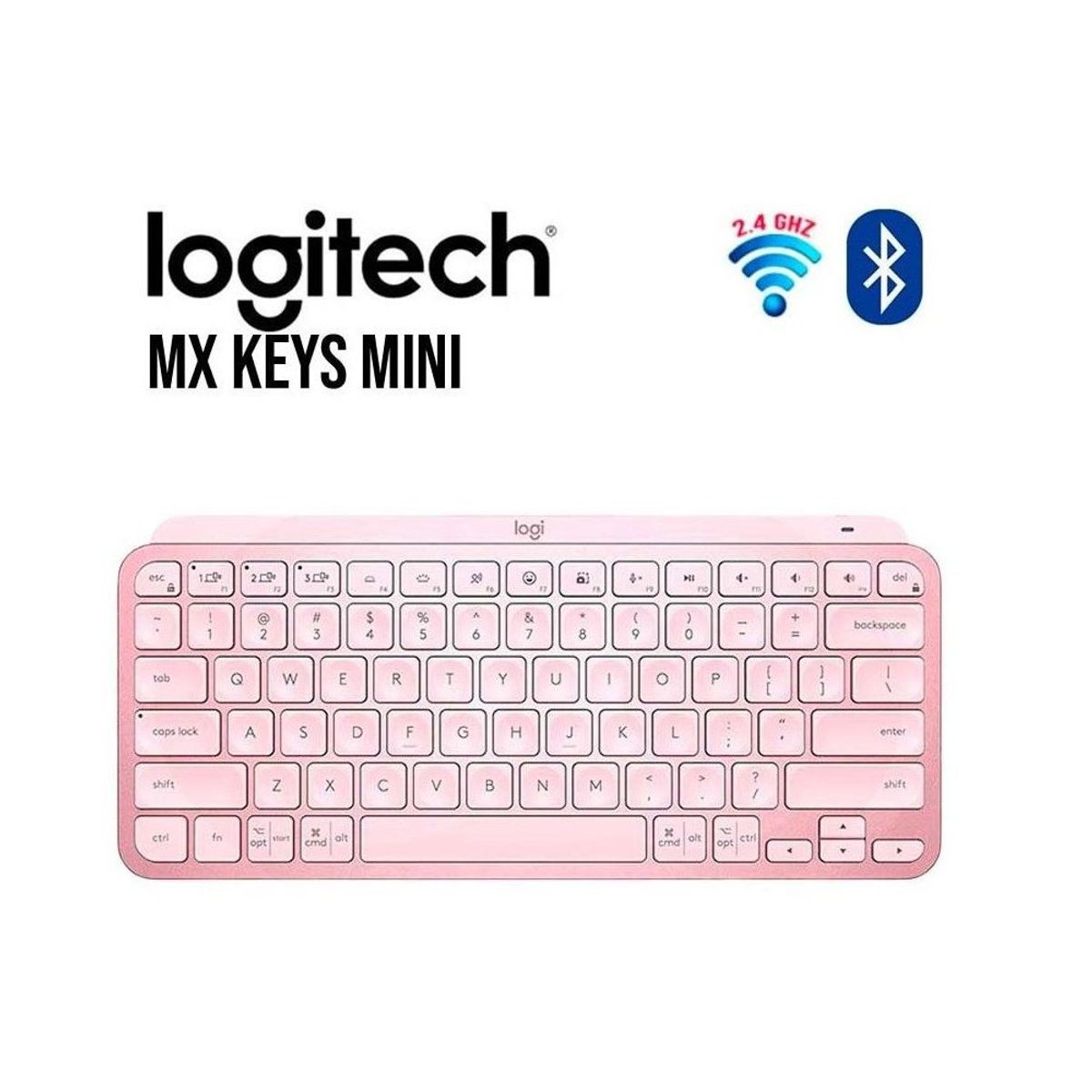 LOGITECH - Teclado Logitech MX Keys Mini Rosa Inalambrico USB Español 920-010478