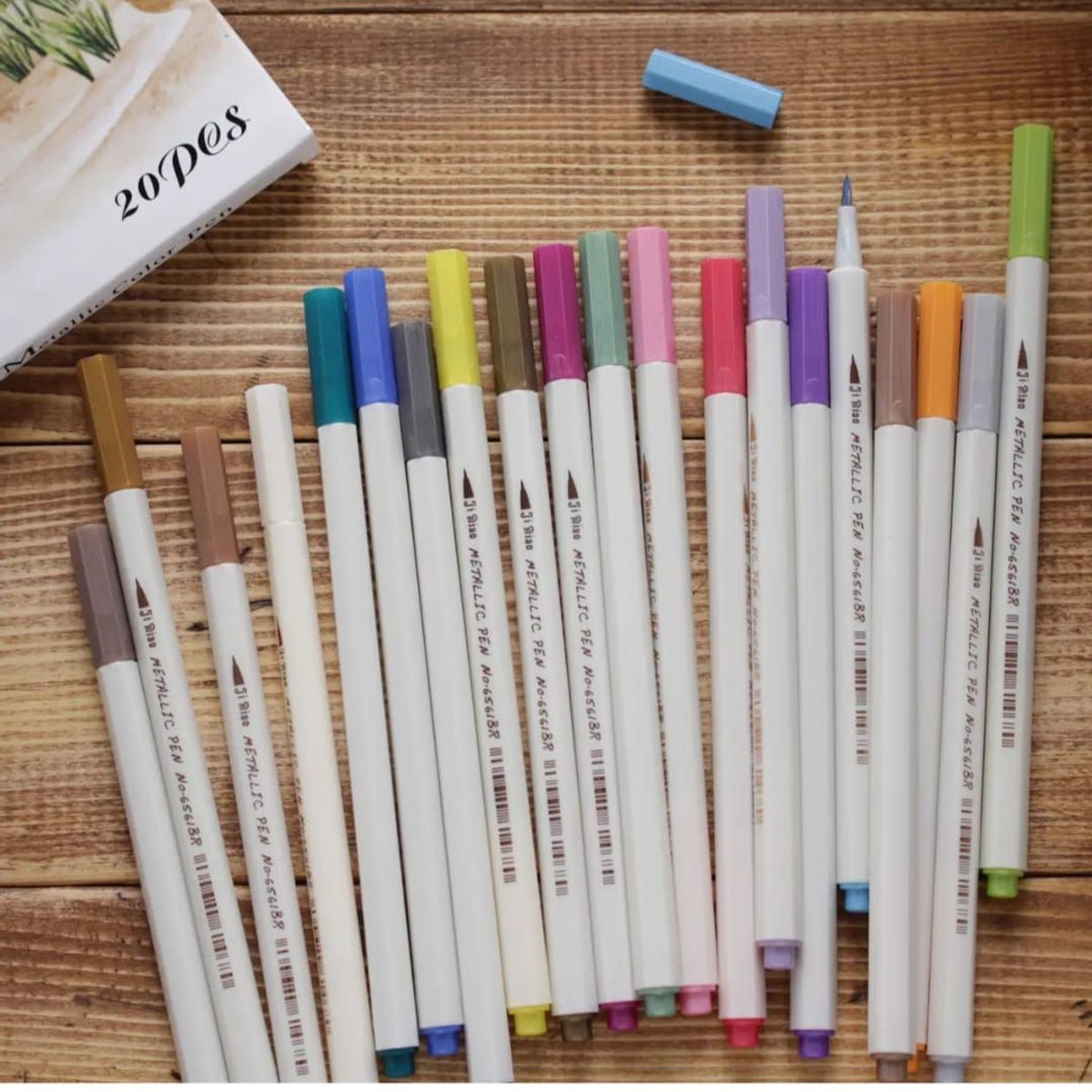 GENERICO - PLUMONES MARCADORES METÁLICOS DE 20 UNIDADES PUNTA PINCEL