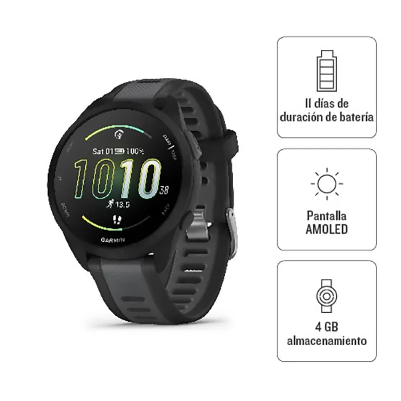 GARMIN - Smartwatch Garmin Forerunner 165 Negro Slate Running Deporte GPS Fitness