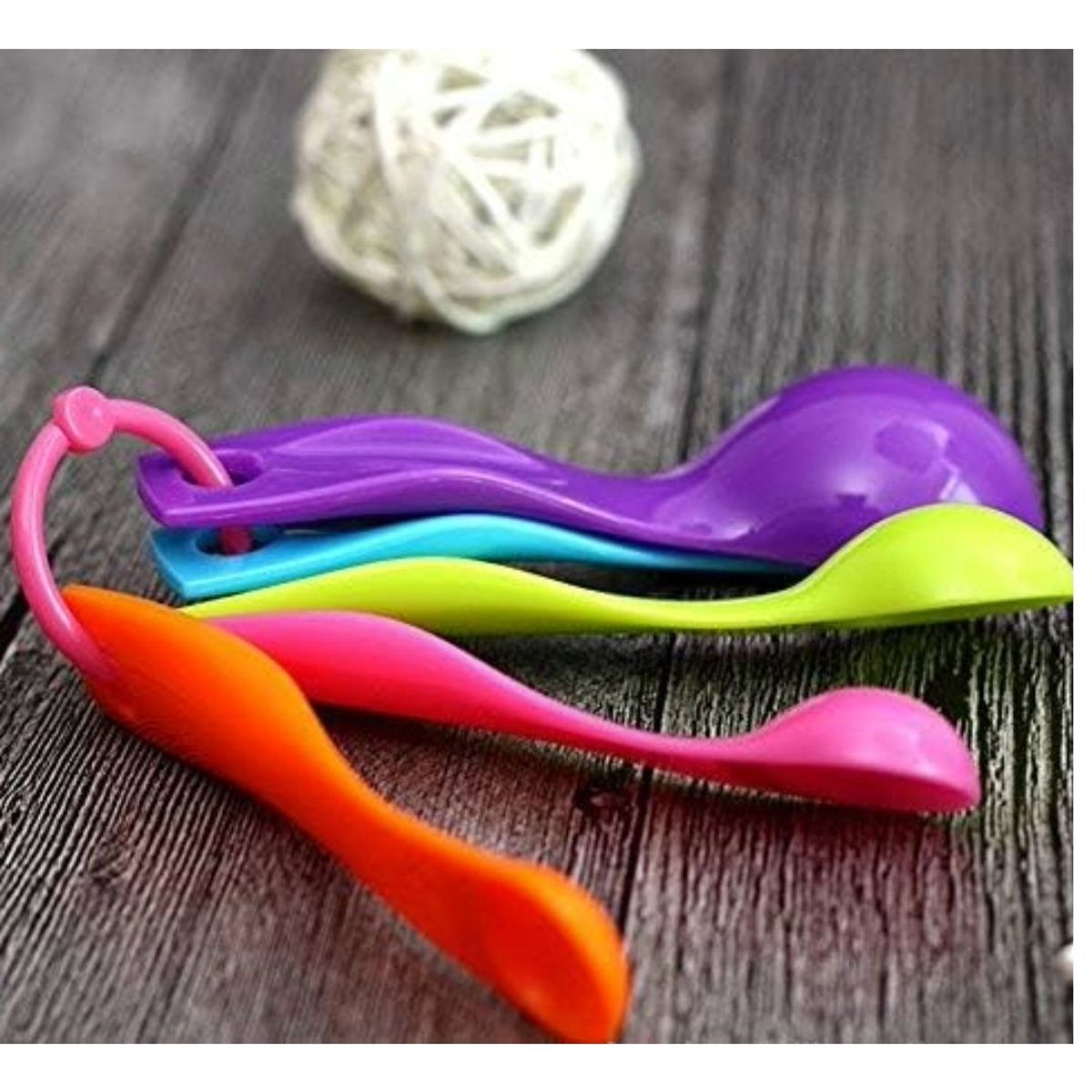 GENERICO - Kit de 5 cucharas medidoras de colores con anillo
