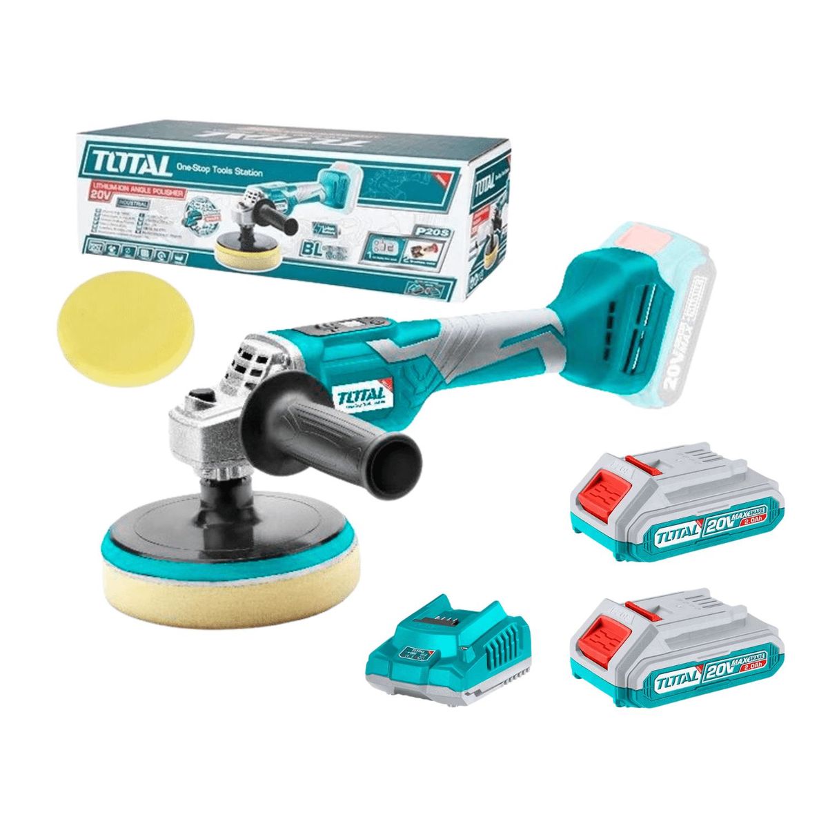 TOTAL TOOLS - Pulidora angular 20v + 2 baterias y cargador Total