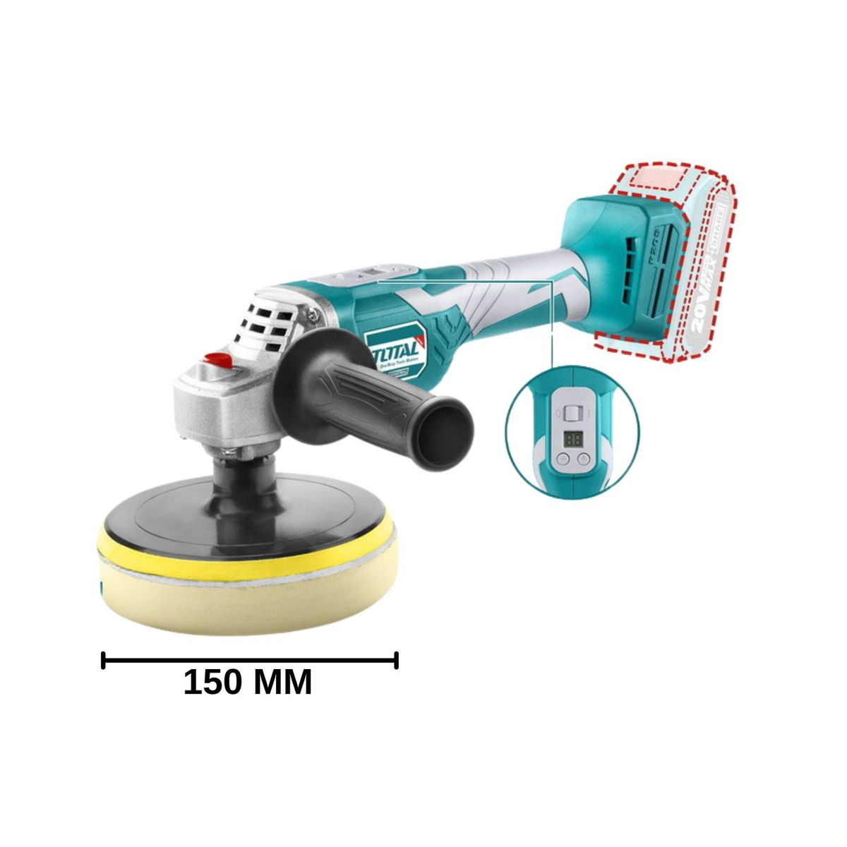 TOTAL TOOLS - Pulidora angular 20v + 2 baterias y cargador Total