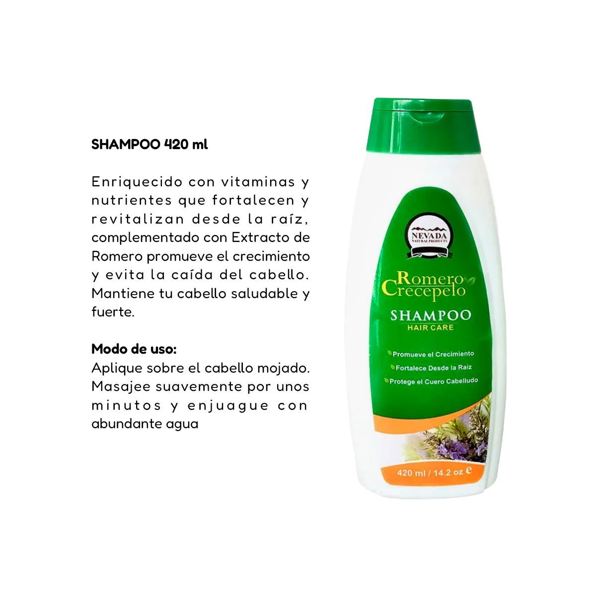 NEVADA NATURAL PRODUCTS - Pack Shampoo Romero + Acondicionador + Creze Max + Derma Roller