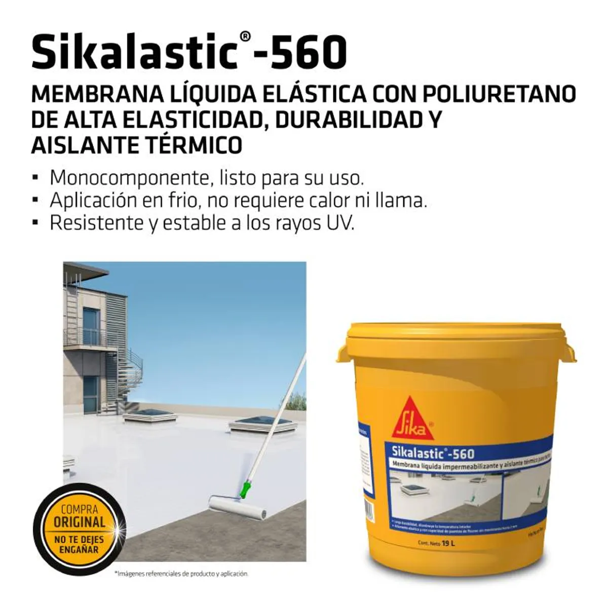 SIKA - Membrana Impermeabilizante y térmico Sikalastic 560 Blanco 19L